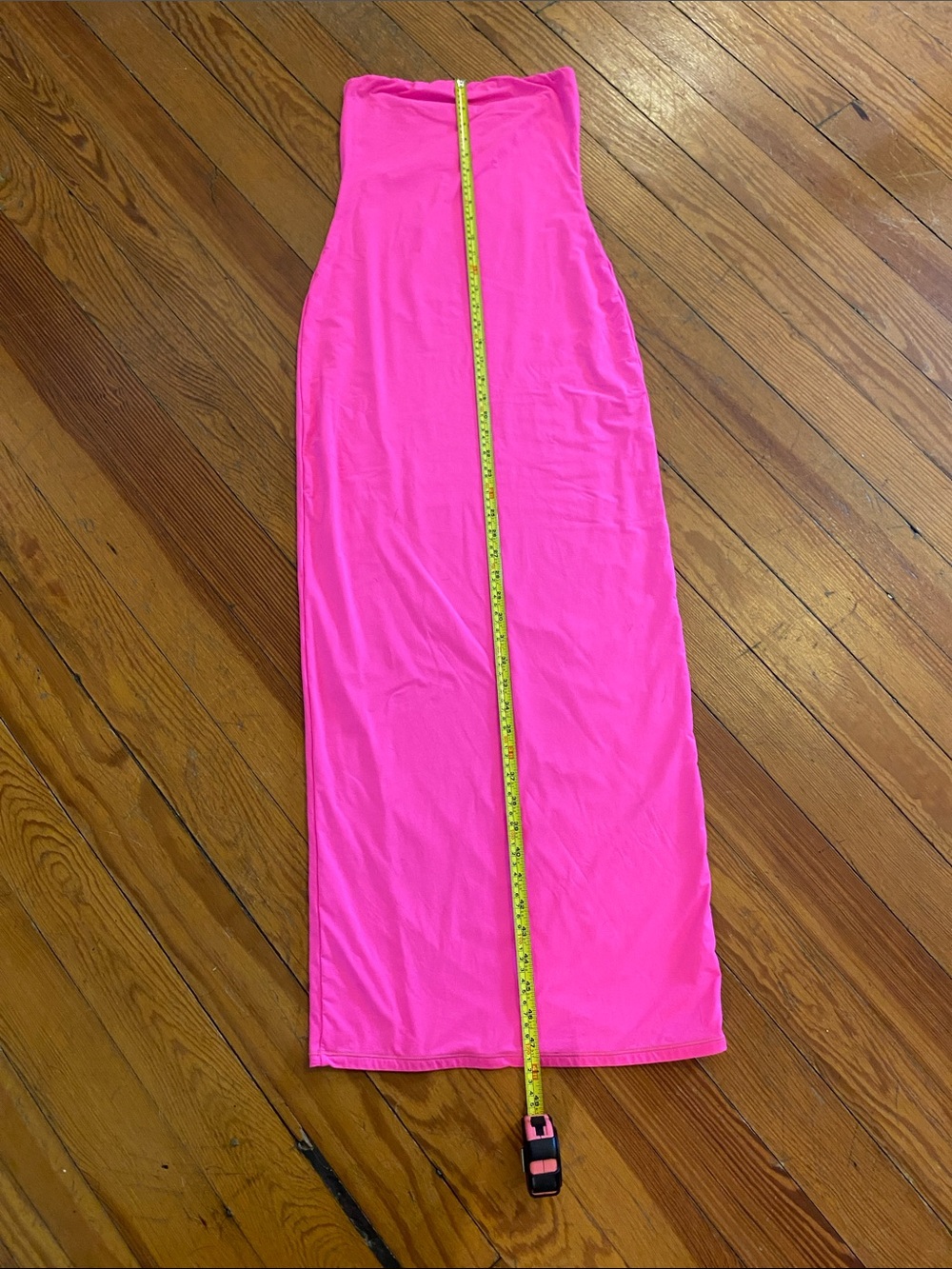 SKIMS Neon Hot Pink Strapless Tube Maxi Dress Bodycon M - Picture 10 of 12